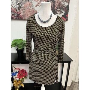 Miss Tina Knowles Women’s Mini Wrap Dress Size M 3/4 Sleeve Round Neck Tie Waist